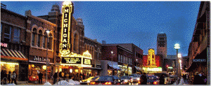 Ann Arbor Michigan downtown at night