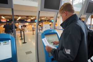 HELSINKI - SEP 03: self check-in kiosks on September 03, 2014 in